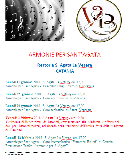 ARMONIE PER SANT’AGATA Rettoria S. Agata La Vetere CATANIA