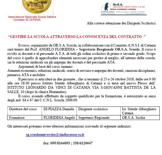 “GESTIRE LA SCUOLA ATTRAVERSO LA CONOSCENZA DEL CONTRATTO ”