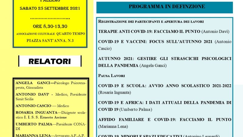 Convegno di studi CORONAVIRUS                                      QUALE AUTUNNO CI ATTENDE?