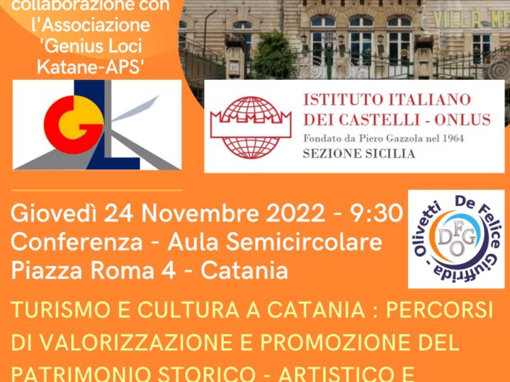 ISTITUTO DE FELICE GIUFFRIDA OLIVETTI  CONFERENZA DI PRESENTAZIONE DEI PCTO “TURISMO E CULTURA A CATANIA: PERCORSI DI VALORIZZAZIONE E PROMOZIONE DEL PATRIMONIO STORICO-ARTISTICO E ARCHITETTONICO MEDIEVALE E LIBERTY”.