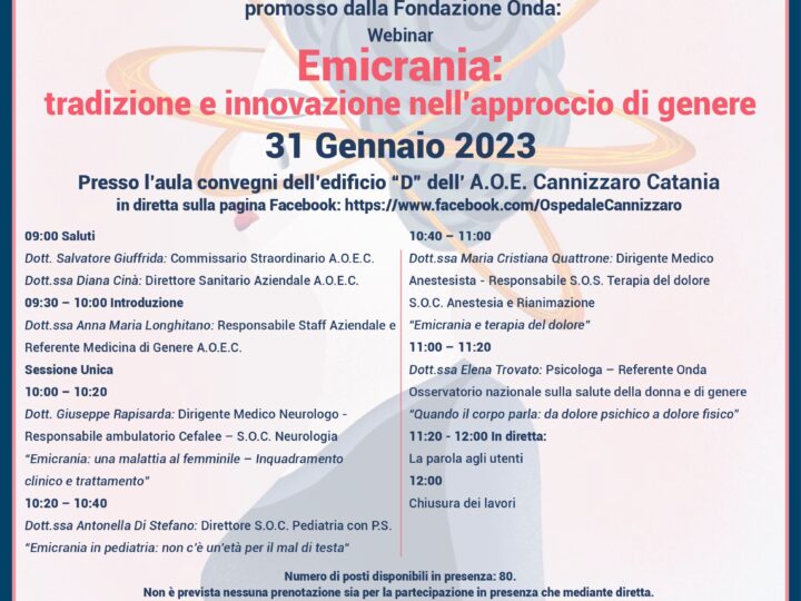 Emicrania, un webinar e visite neurologiche gratuite nella giornata nazionale promossa da ONDA