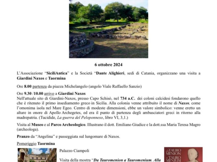 Sulle Orme delle Nostre Origini – Parco Archeologico di Giardini. 06.10.2024 Associazione Sicilia Antica e la Società Dante Alighieri.